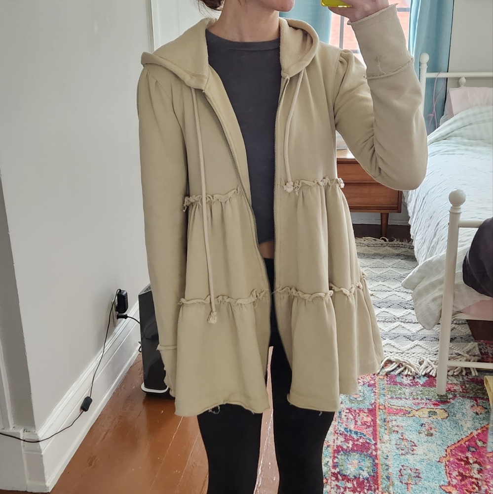 XS Free People Tiered Trapeze Zip-Up